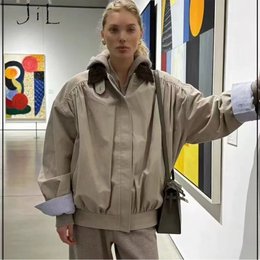 Helsa NWOT The Shirred Bomber Jacket With Corduroy Collar - Picture 15 of 15